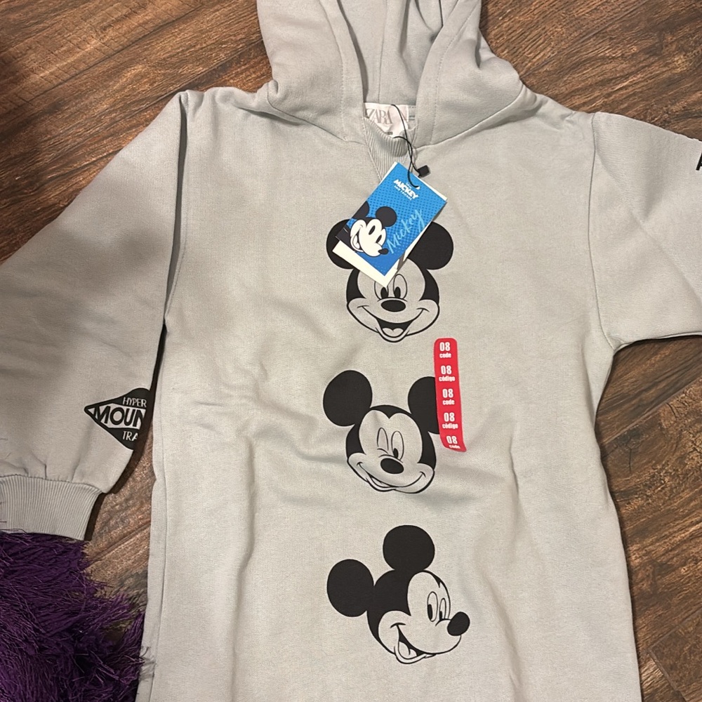 Gray Hoodie with Mickey Mouse Print